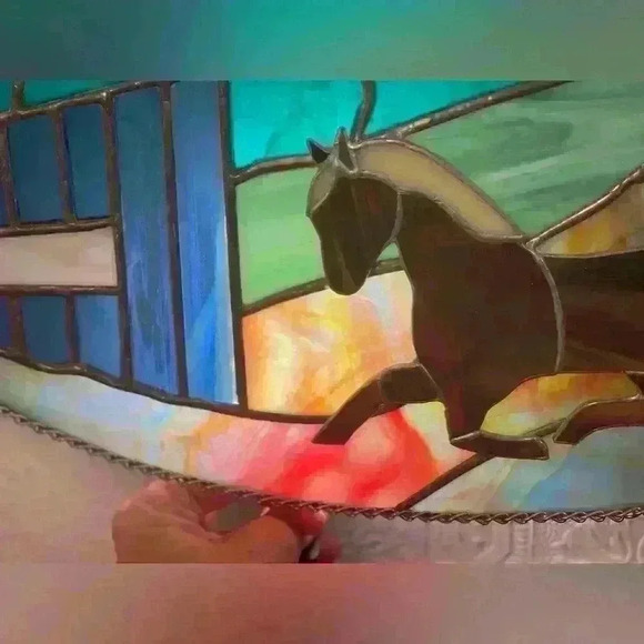 "Beautiful  Horse Play" Stained Glass Window Panel - Picture 14 of 14